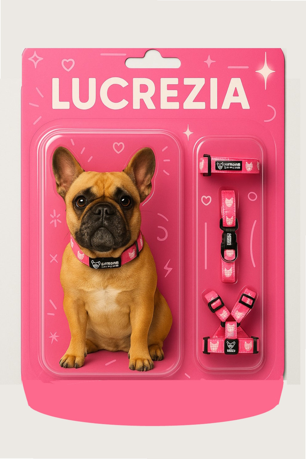 Kit  Guinzaglio, Collare e Pettorina H Ettore il Pirata "ROSA BARBIE"